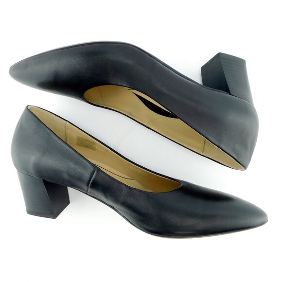 ARA HIGH SOFT Black Leather Block Heel Pumps 7UK / 9.5US - Picture 4 of 9